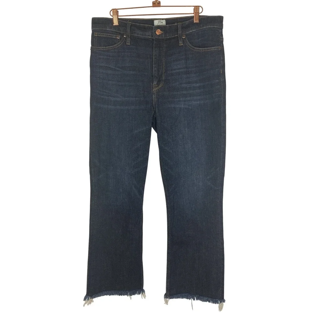 J.Crew Women's Billie Deni Boot Crop Dark Wash Jeans Size 31 Tall‎